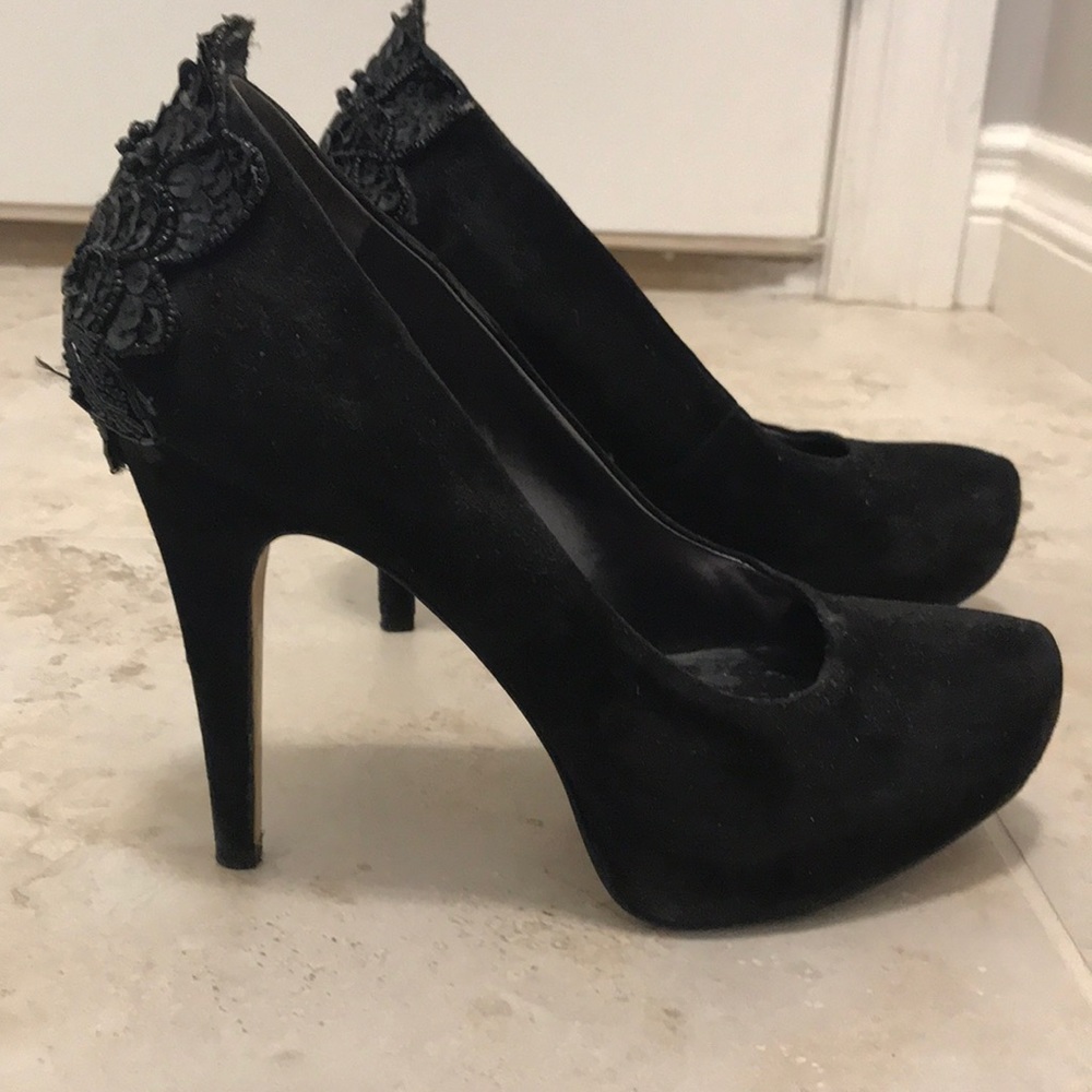 Nine West suede black platform heels NWTIMEPIECE